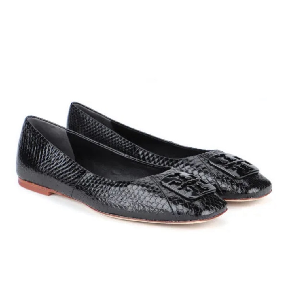 Tory Burch Black Snakeskin Heels